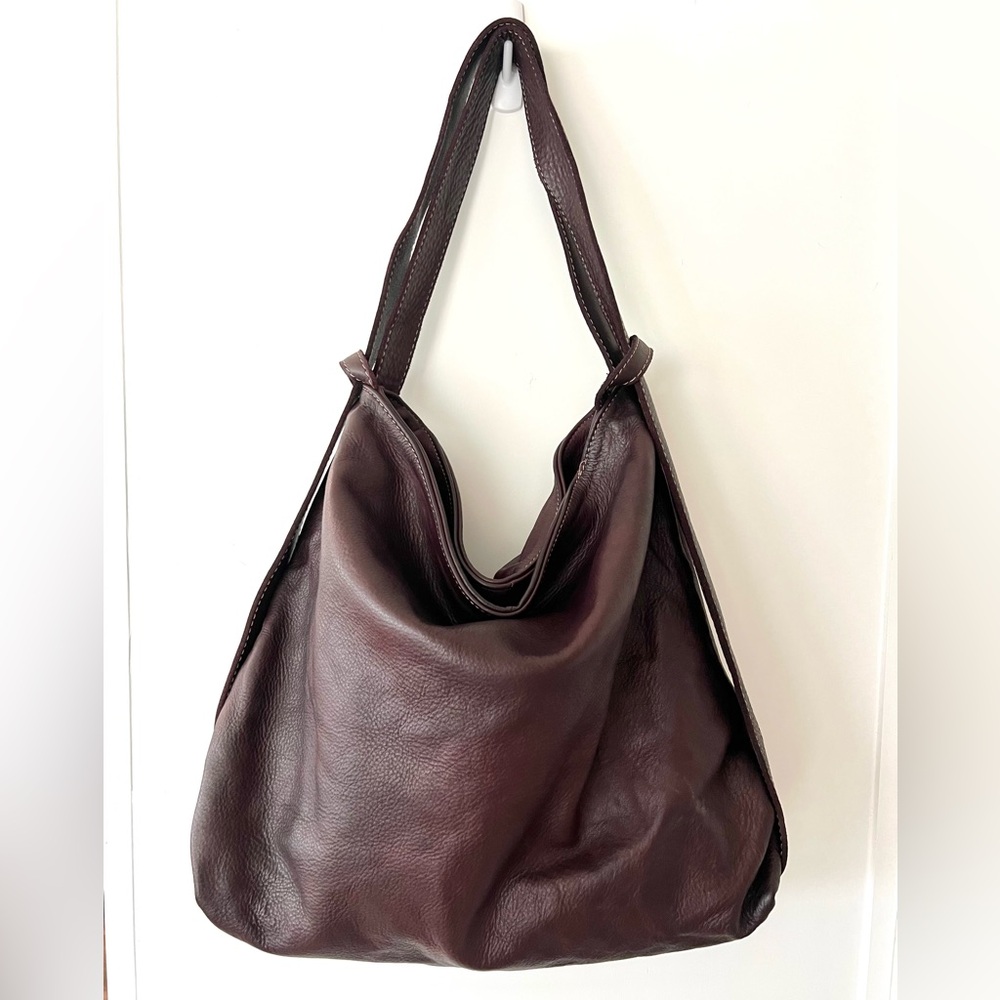 Vera Pelle Dark Wine Brown Leather Hobo Bag